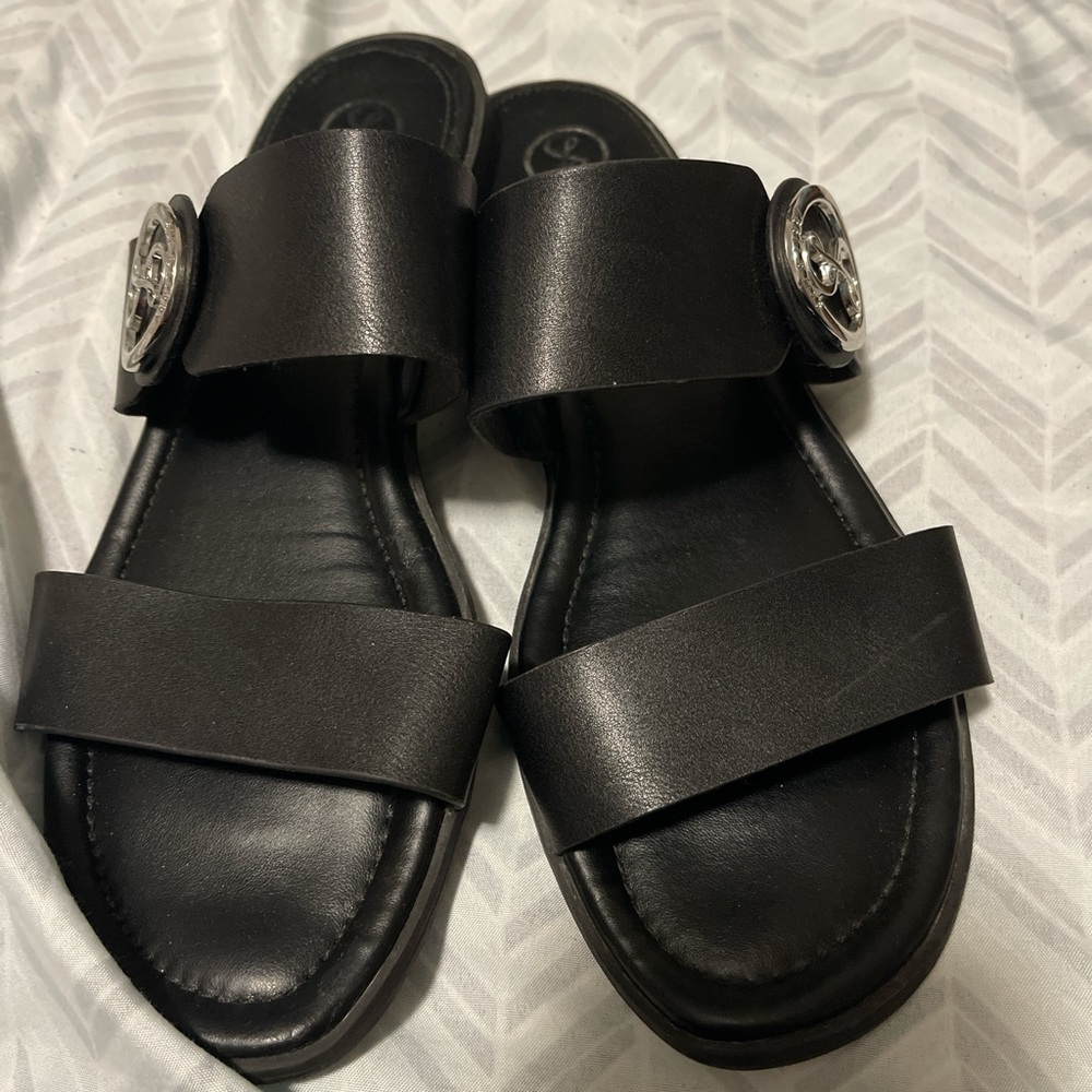 Elegant Black Women's Sandals with Silver Buckle